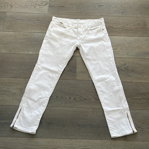Victoria’s Secret Vintage White Denim Gold Zipper Embellished Ankle Jean/ Size 4 - Picture 4 of 10